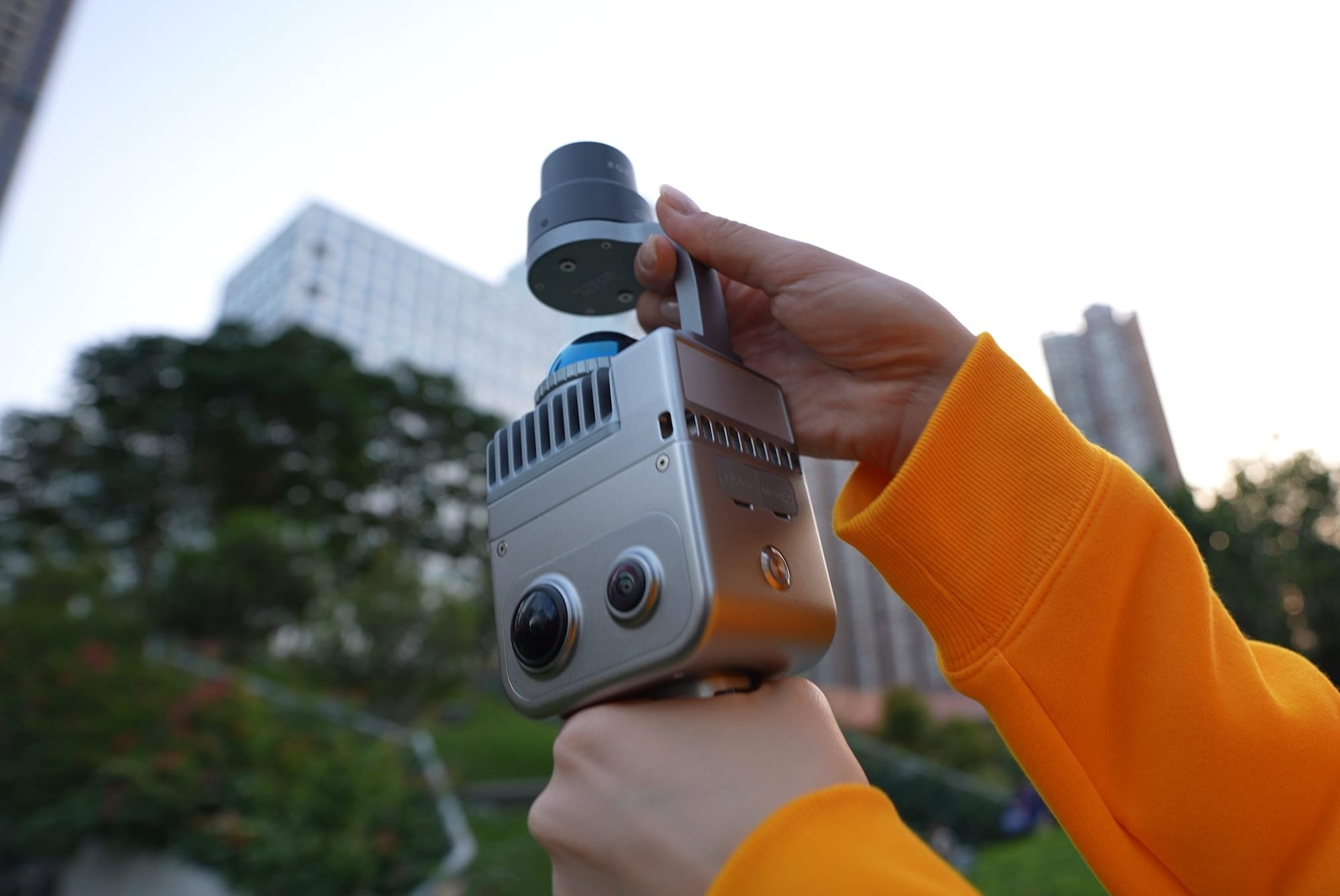 Close-up of the Lixel K1's RTK module and connector
